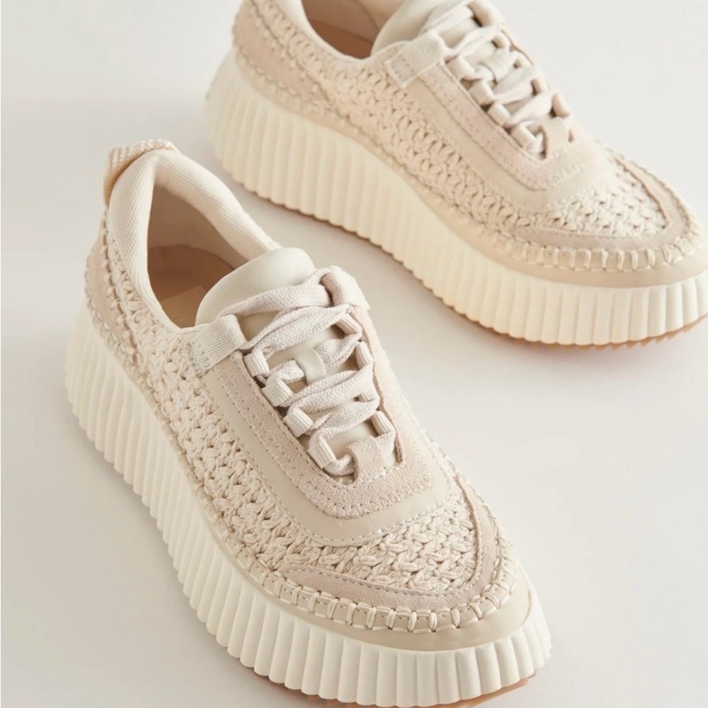 Dolce Vita Cream Woven Platform Sneaker